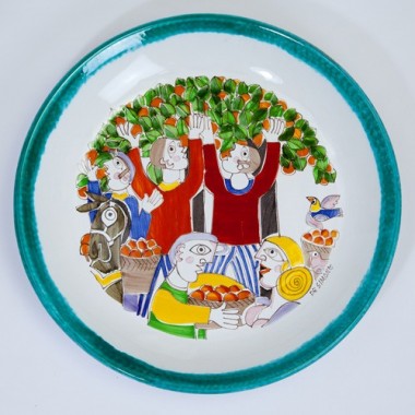 Piatto tondo Folk Raccolta delle Arance PT35FK-02 Piatto tondo Folk Raccolta delle Arance PT35FK-02